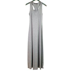 Finn & Clover Racerback Gray White Striped Maxi Comfy Dress Sz M